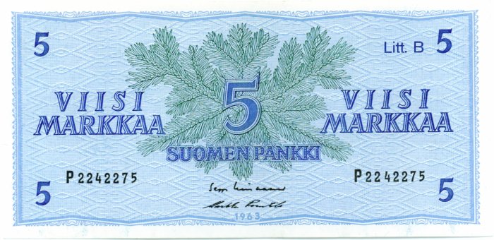 5 Markkaa 1963 Litt.B P2242275 kl.7